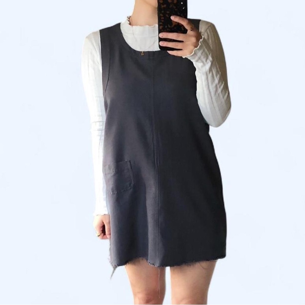 Vintage Charcoal Gray Mini Jumper Dress